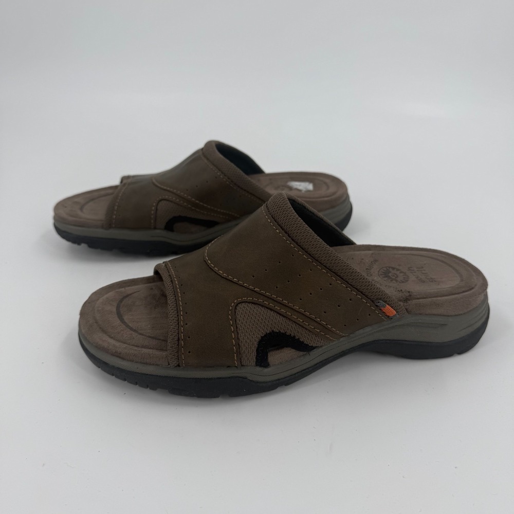Earth Spirit Slide Sandals Mens Size 8 Brown Synthetic Gelron Cushion Open Toe